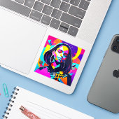 Angry Indian Girl Sticker (Laptop met iPhone)