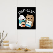 Angry-Ingrediënten Funny Baking Pun Dark BG Poster (Keuken)