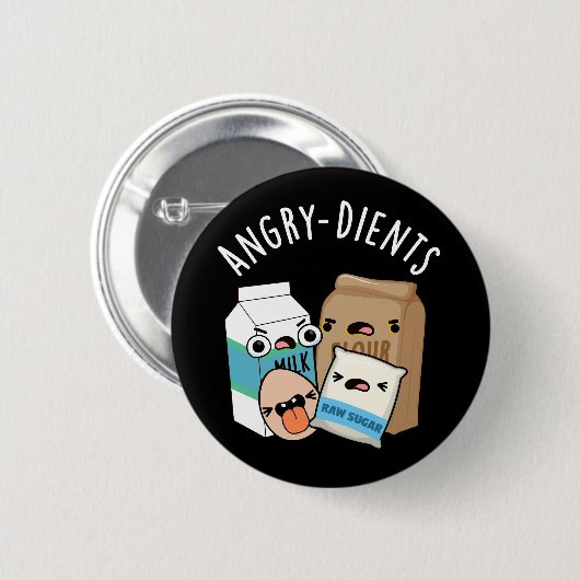 Angry-Ingrediënten Funny Baking Pun Dark BG Ronde Button 5,7 Cm (Voorkant /achterkant)