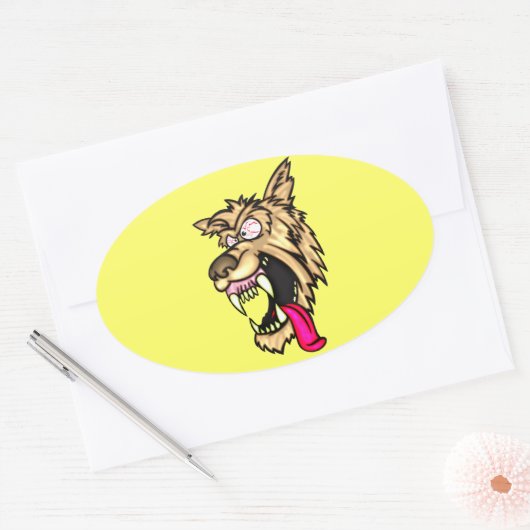 Angry Junkyard Dog Ovale Sticker (Envelop)