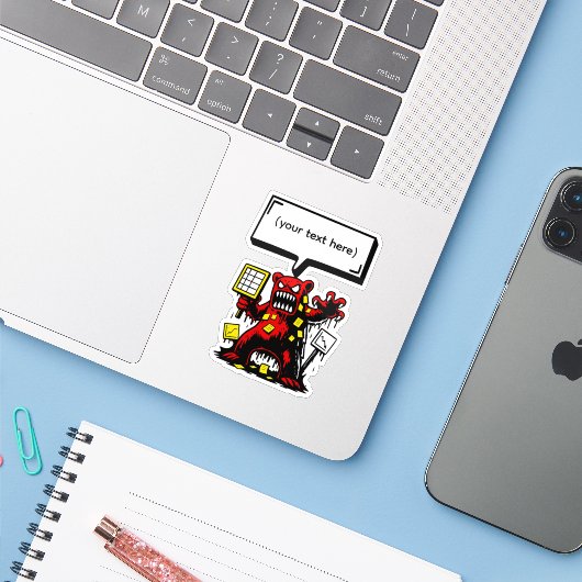 Angry Kantoor Beer Sticker (Laptop met iPhone)