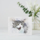 Angry Kat | ABSTRACT | WATERVERF Briefkaart (Staand voorkant)