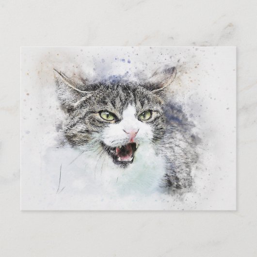 Angry Kat | ABSTRACT | WATERVERF Briefkaart (Voorkant)