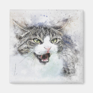 Angry Kat ABSTRACT WATERVERF Magneet