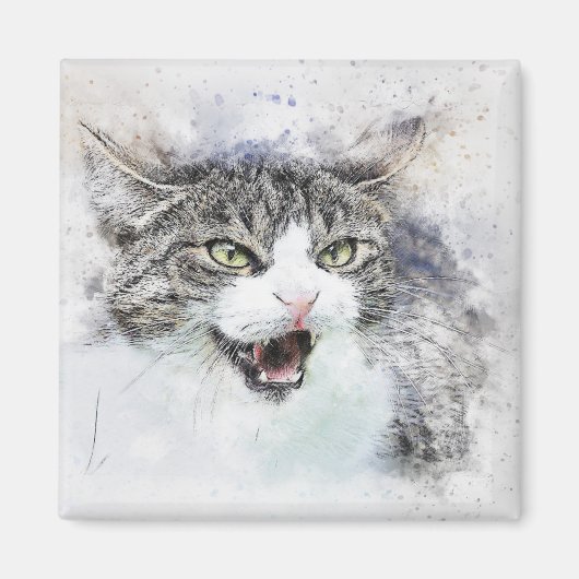 Angry Kat | ABSTRACT | WATERVERF Magneet (Voorkant)