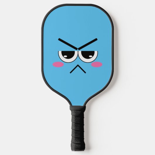 Angry Kawaii-gezicht op blauw Pickleball Paddle (Voorkant)