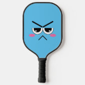 Angry Kawaii-gezicht op blauw Pickleball Paddle (Achterkant)