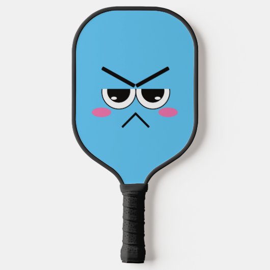 Angry Kawaii-gezicht op blauw Pickleball Paddle (Achterkant)