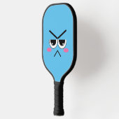Angry Kawaii-gezicht op blauw Pickleball Paddle (Links)