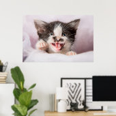 Angry Kitten met het effect van olieverf Poster (Thuiskantoor)