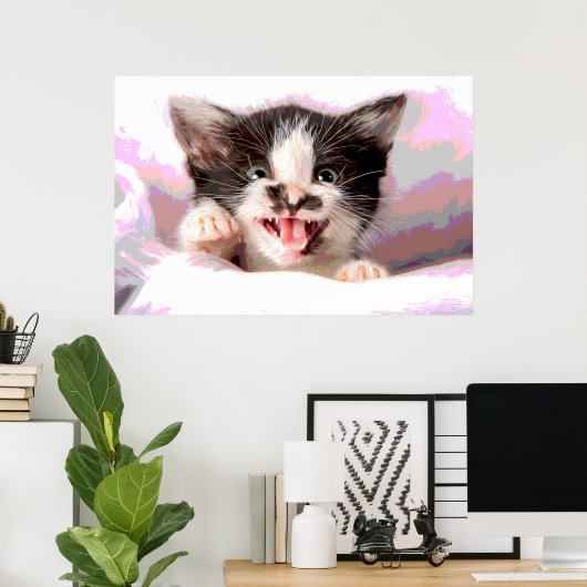 Angry Kitten met Poster-effect Poster (Thuiskantoor)