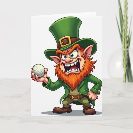 Angry Leprechaun Golf Joke Card Kaart (Voorkant)