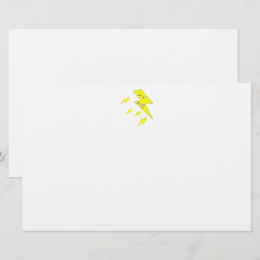 Angry Lightning Bolt. Geel op wit. Briefpapier (Voorkant / Achterkant)