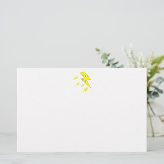 Angry Lightning Bolt. Geel op wit. Briefpapier (Staand voorkant)