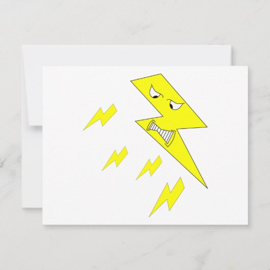 Angry Lightning Bolt. Geel op wit. Kaart (Achterkant)