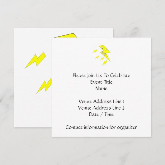 Angry Lightning Bolt. Geel op wit. Kaart (Voorkant / Achterkant)