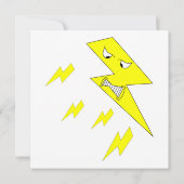 Angry Lightning Bolt. Geel op wit. Kaart (Achterkant)