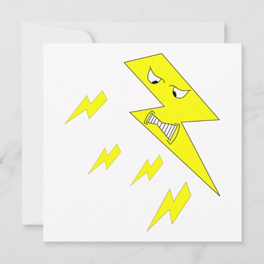 Angry Lightning Bolt. Geel op wit. Kaart (Achterkant)