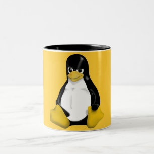 ANGRY LINUX TUX PENGUIN TWEEKLEURIGE KOFFIEMOK