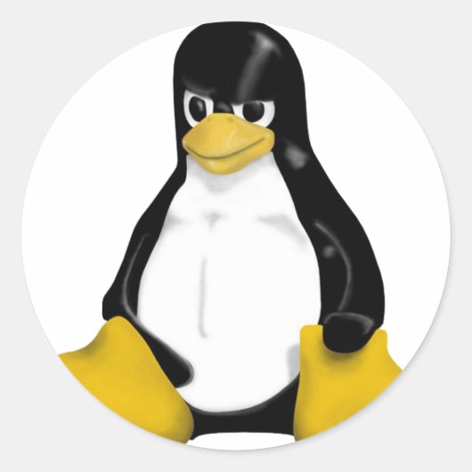 ANGRY LINUX TUX PINGUÏN RONDE STICKER (Voorkant)
