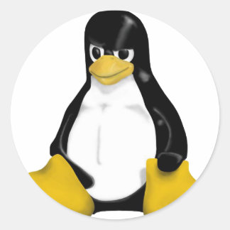ANGRY LINUX TUX PINGUÏN RONDE STICKER