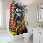 Angry Lion Art Douchegordijn (In situ)
