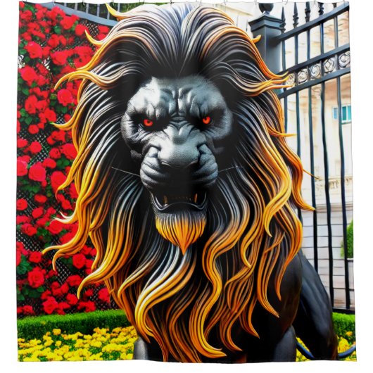 Angry Lion Art Douchegordijn (Voorkant)