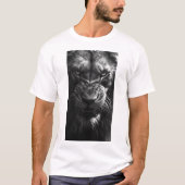 Angry Lion Front Uitzicht Fotorealistisch Zwart T- T-shirt (Voorkant)