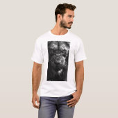Angry Lion Front Uitzicht Fotorealistisch Zwart T- T-shirt (Voorkant volledig)