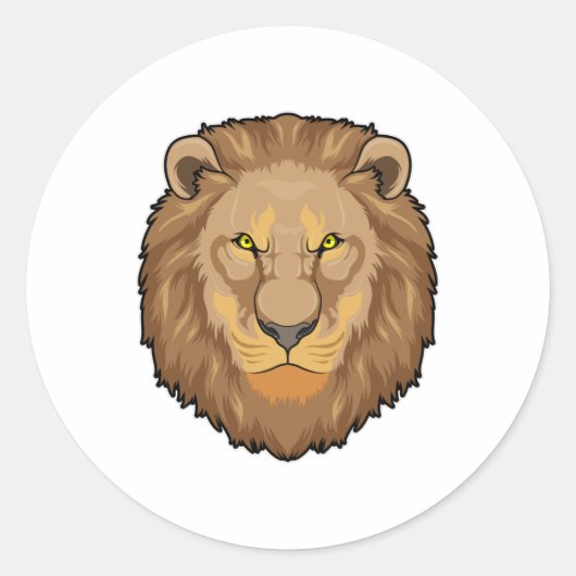 Angry Lion Ronde Sticker (Voorkant)