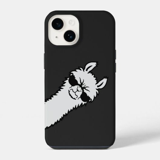 Angry Llama Fierce Peeking Corner Cool Sunglasses iPhone Hoesje (Achterkant)