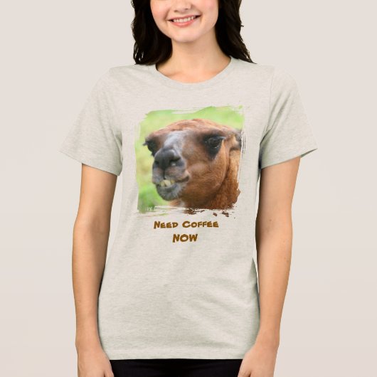 Angry Llama Need Coffee Humor Funny Tri-Blend Shirt (Voorkant)