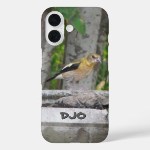 Angry Looking Bird met je Initialen iPhone 16 Hoesje