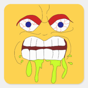 Angry Mad Face Square Sticker