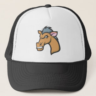Angry Mad Wild Brown Horse Cartoon Trucker Pet
