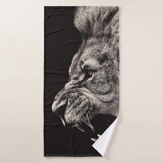 Angry Male Lion Badhanddoek (Badhanddoek)
