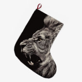 Angry Male Lion Grote Kerstsok (Voorkant (Hangend))