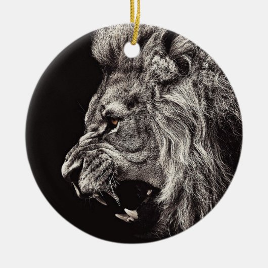 Angry Male Lion Keramisch Ornament (Voorkant)