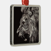 Angry Male Lion Metalen Ornament (Rechts)