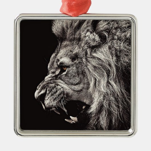 Angry Male Lion Metalen Ornament (Voorkant)