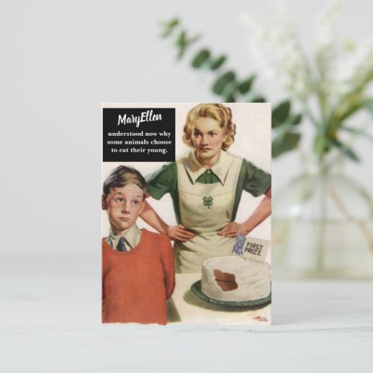 Angry mama en Ruined Cake -  Funny Briefkaart (Staand voorkant)