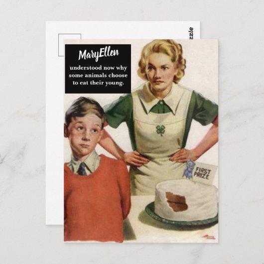 Angry mama en Ruined Cake - Funny Briefkaart (Voorkant / Achterkant)