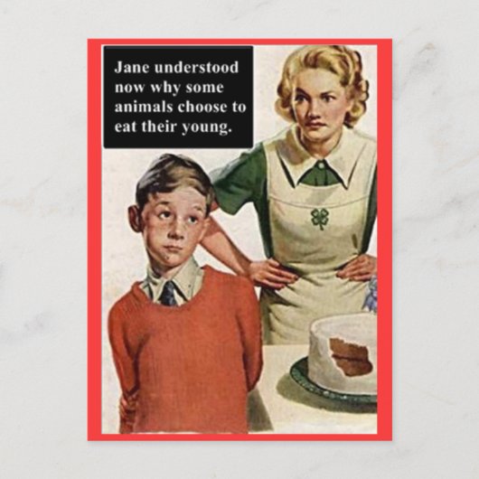 Angry mama en Ruined Cake -  Funny Briefkaart (Voorkant)