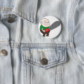 Angry man met kettingzaag cartoon ronde button 5,7 cm (In situ)