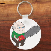 Angry man met kettingzaag cartoon sleutelhanger (Voorkant)