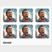 Angry Man Shaking Fist Cartoon Vierkante Sticker (Vel)