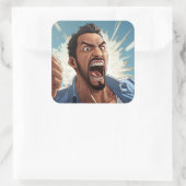 Angry Man Shaking Fist Cartoon Vierkante Sticker (Tas)