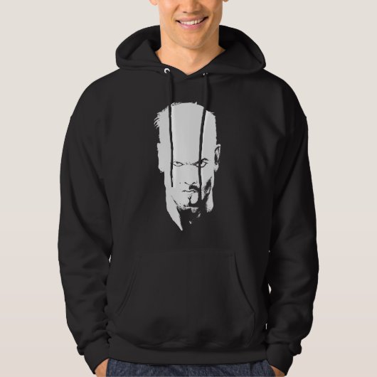 Angry Man Staring Black and White Hoodie (Voorkant)