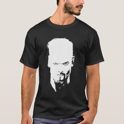 Angry Man Staring Black and White T-shirt (Voorkant)