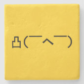 Angry Middle Finger Emoticon Japanse Kaomoji Stenen Onderzetter (Voorkant)